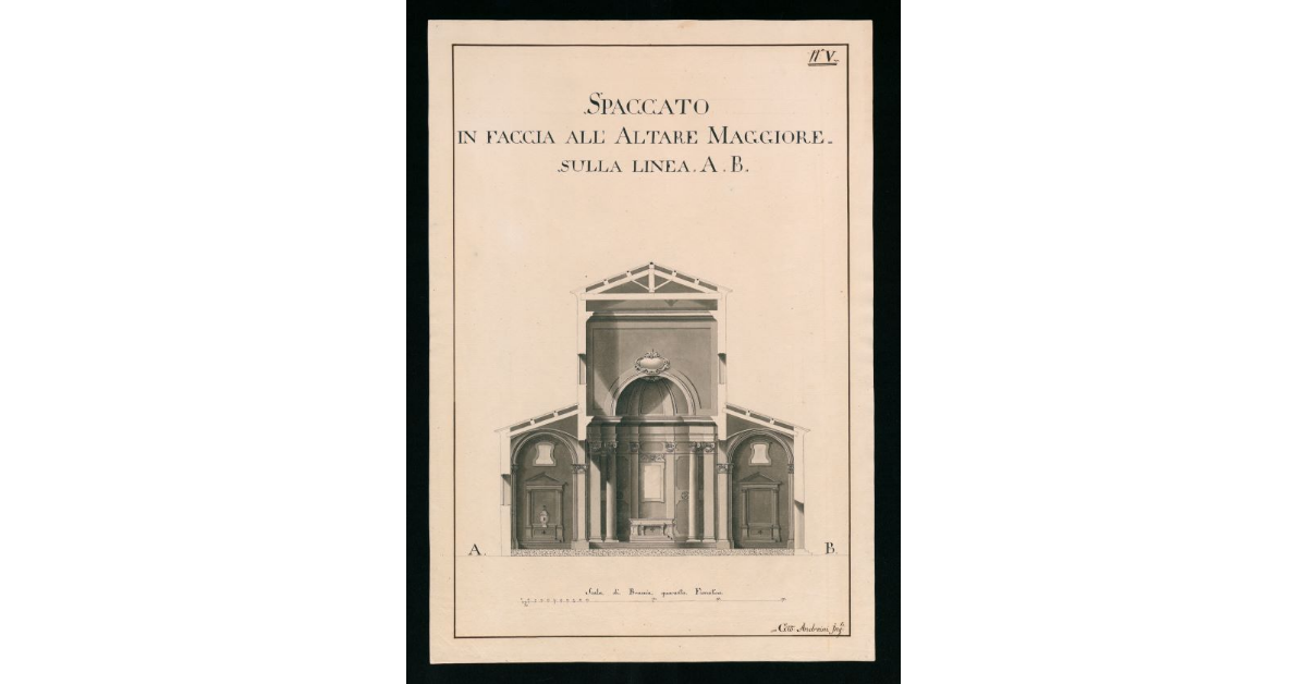 Spaccato in faccia all'altare maggiore sulla linea AB