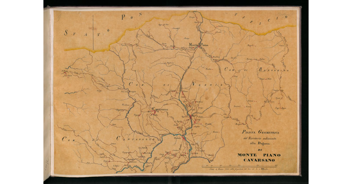 Pianta geometrica del territorio adiacente alle dogane di Montepiano e Cavarzano