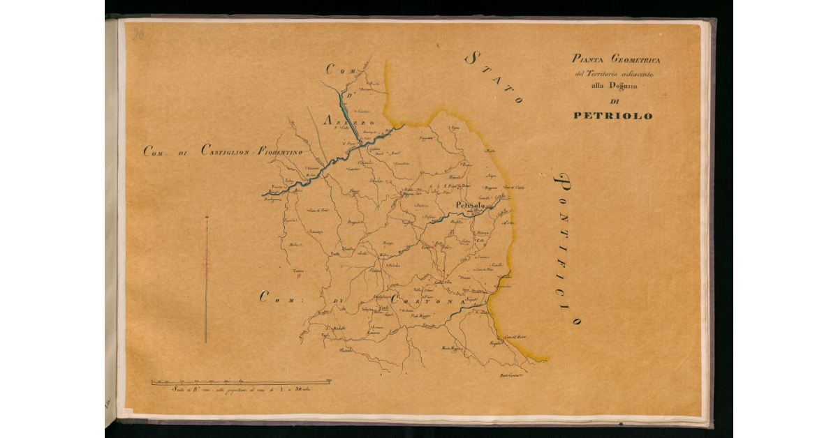 Pianta geometrica del territorio adiacente alla dogana di Petriolo