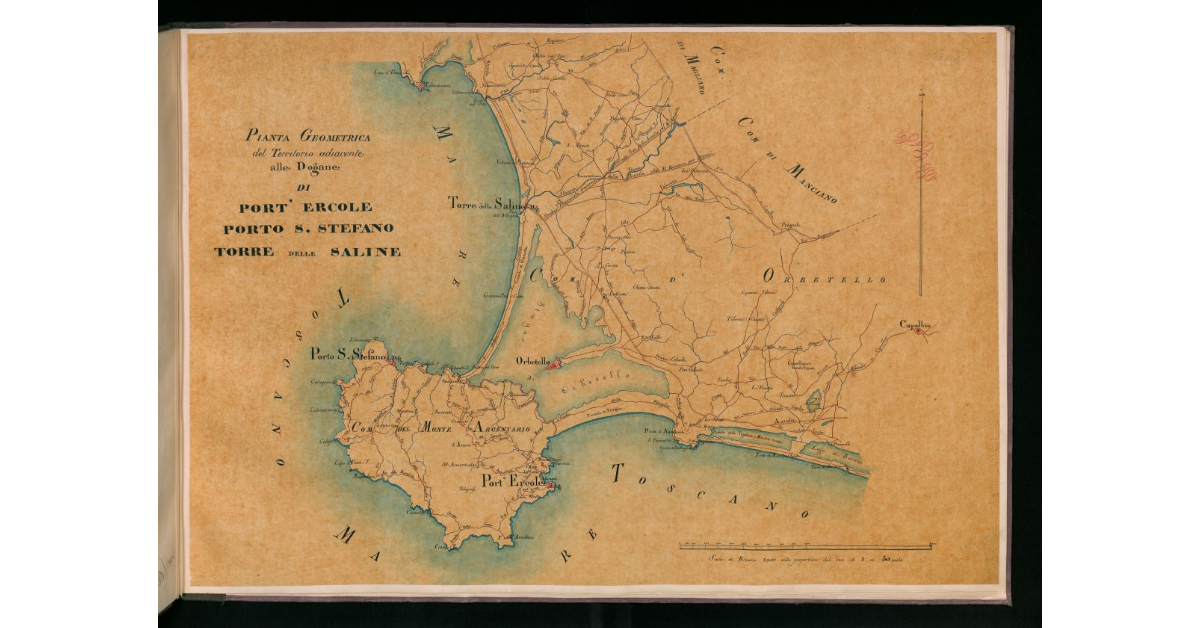 Pianta geometrica del territorio adiacente alle dogane di Port'Ercole, Porto S.Stefano, Torre delle Saline