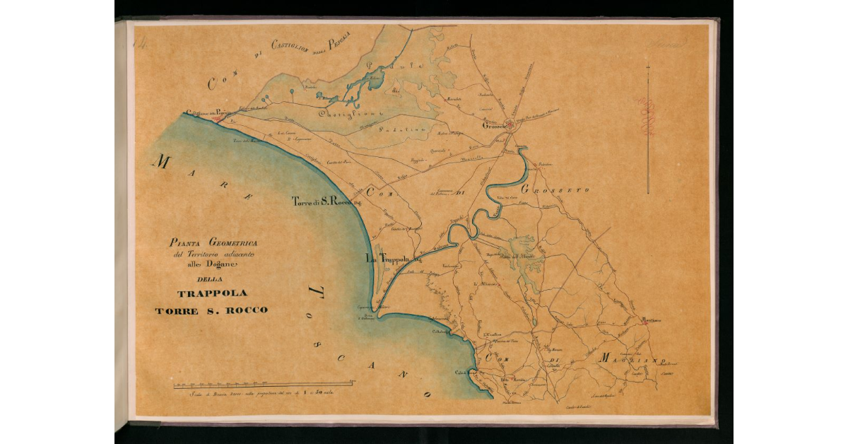 Pianta geometrica del territorio adiacente alle dogane della Trappola, Torre S. Rocco