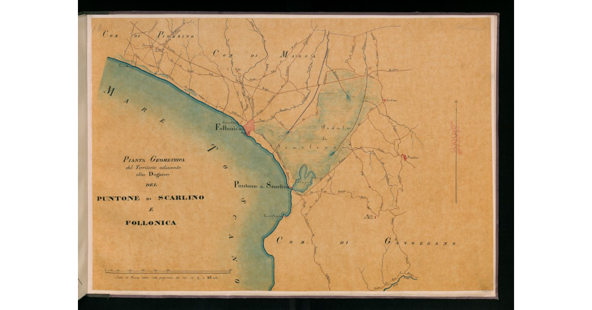 Pianta geometrica del territorio adiacente alle dogane del Puntone di Scarlino e Follonica