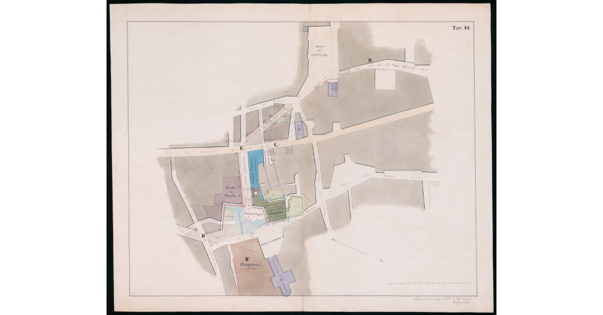 [Tav.12 - Particolare planimetrico della città di Siena con un progetto della nuova via diverso dai precedenti]