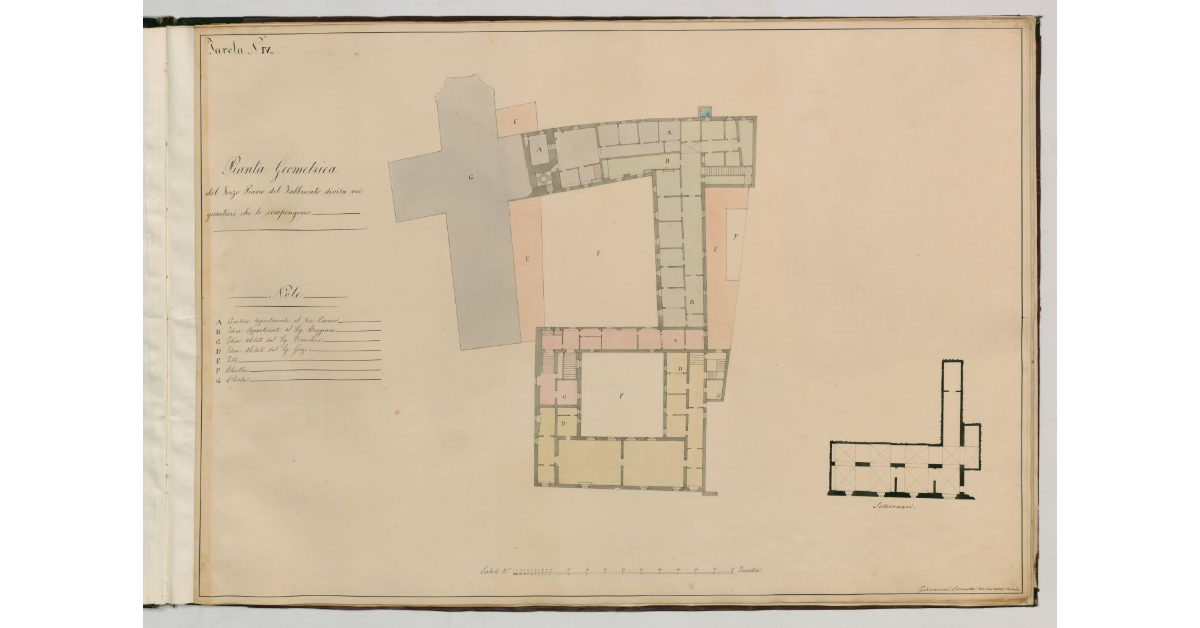 Tavola n.IV - Pianta geometrica del terzo piano del Fabbricato divisa nei quartieri che lo compongono