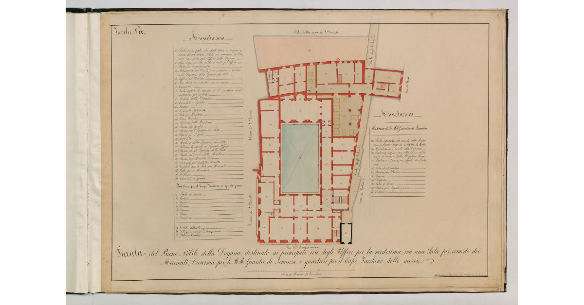 Tavola n. IX - Pianta del Piano Nobile della Dogana [di Siena] [...]