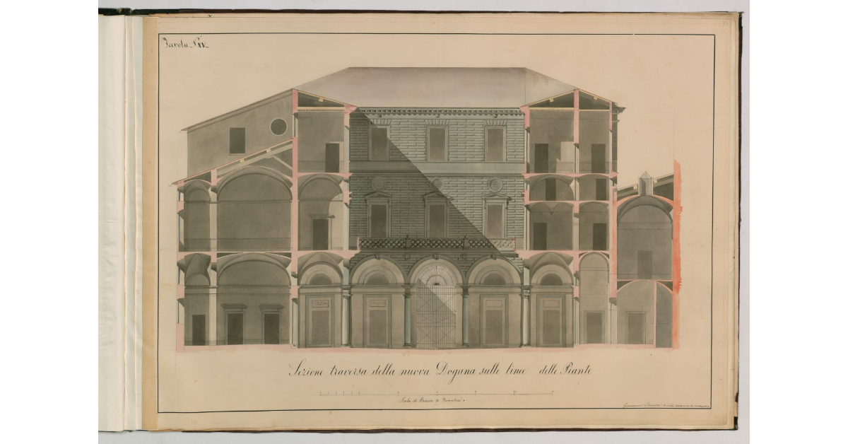 Tavola n.XV - Sezione traversa della Nuova Dogana sulle linee delle Piante