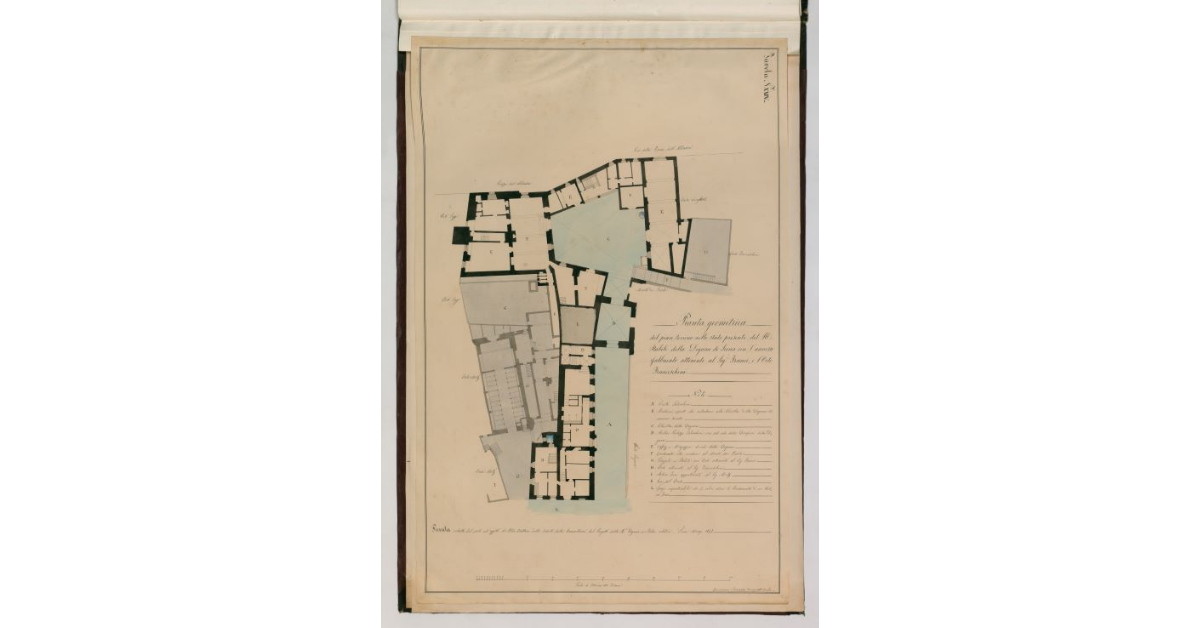 Tavola n. XXIV - Pianta geometrica del pian terreno nello stato presente del R. Stabile della Dogana di Siena con l'annesso fabbricato attenente al Sig. Franci e l'Orto Franceschini