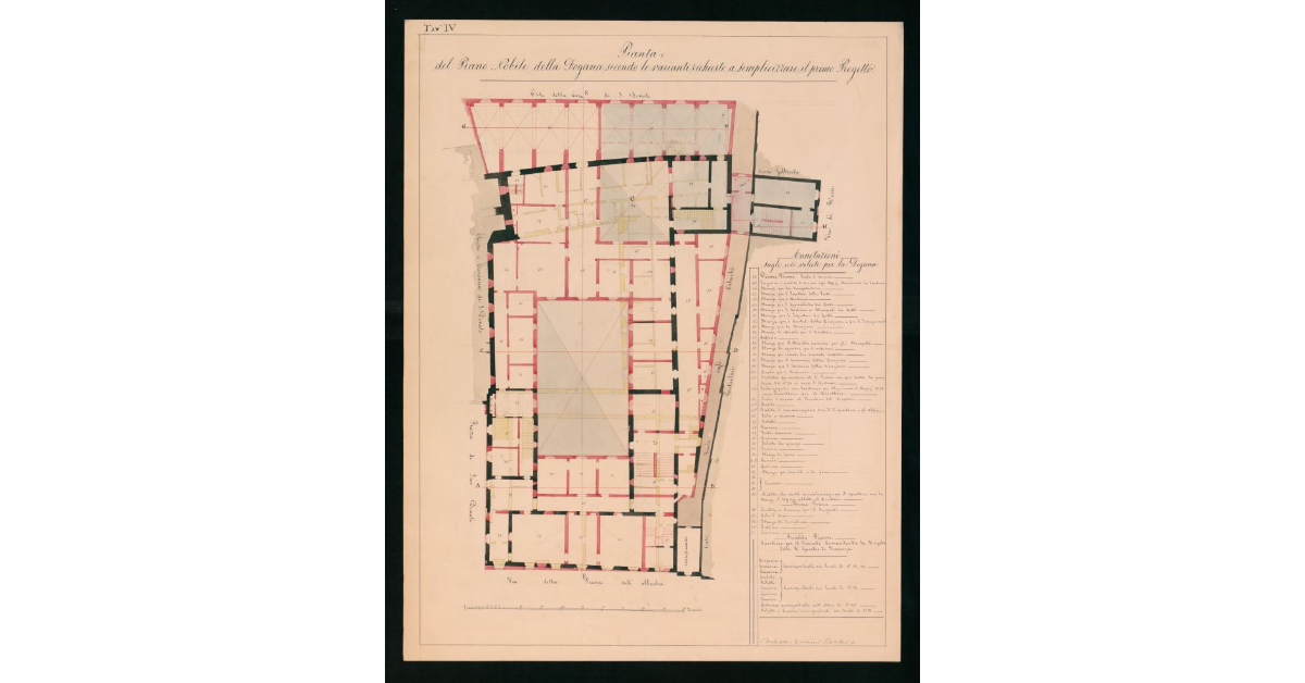 Tavola n.IV - Pianta del Piano Nobile della Dogana secondo le varianti richieste a semplicizzare il primo progetto