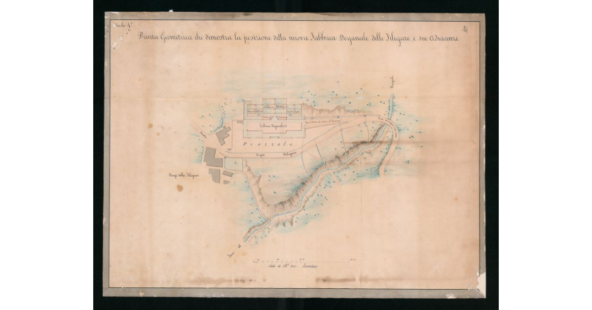Tavola 4a. Pianta geometrica che dimostra la posizione della nuova Fabbrica Doganale delle Filigare e sue adiacenze