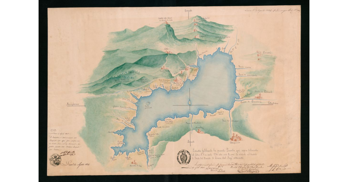 Veduta prospettica del lago di Bientina e sue adiacenze