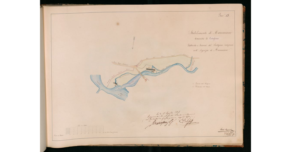 Tav.13 - Stabilimento di Mammiano. Comunità di Cutigliano. Fabbriche e terreni del Sestaione compresi nell'Agenzia di Mammiano