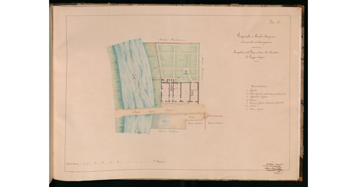 Tav.30 - Imperiale e Reale Magona. Comunità di Carmignano. Magazzino del Ferro e Casa del Ministro al Poggio a Cajano