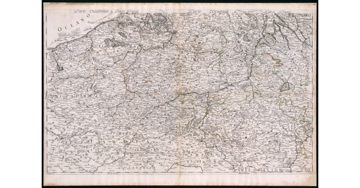 Le diciassette provincie de Paesi Bassi descritte come presentemente sono divine tra Francesi, Spagnoli et Olandesi da Giacomo Cantelli da Vignola suddito e geografo dell'Altezza Serenissima di Francesco II Duca di Modena Reggio ecc. e dato alla luce da Gio.Giacomo Rossi in Roma alla Pace