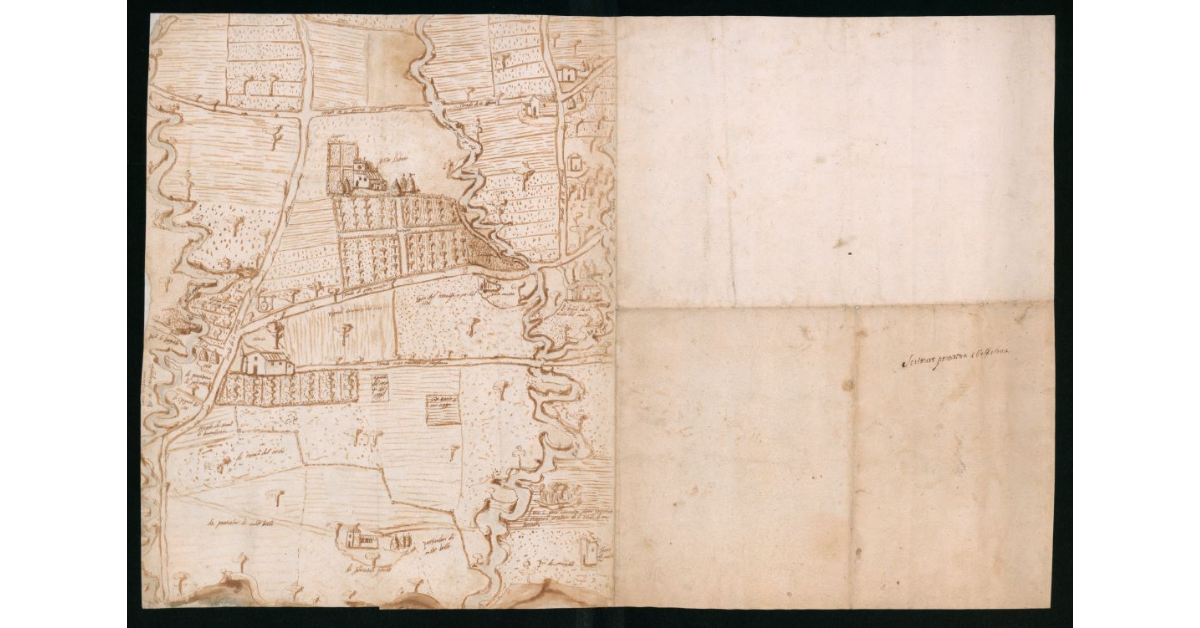 [Veduta prospettica del territorio agricolo compreso tra il Rio di Fracapaglia e il Rio di Caglie]