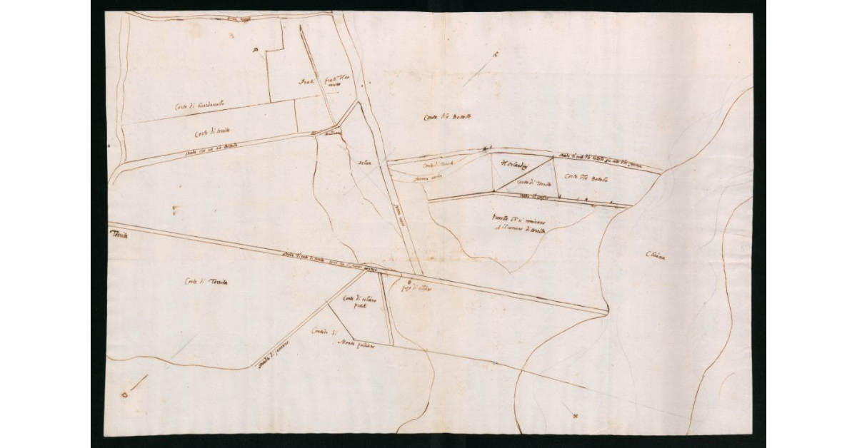 [Disegno schematico di un settore della Valdichiana compreso tra Torrita, Bettolle e il Canale della Chiana]