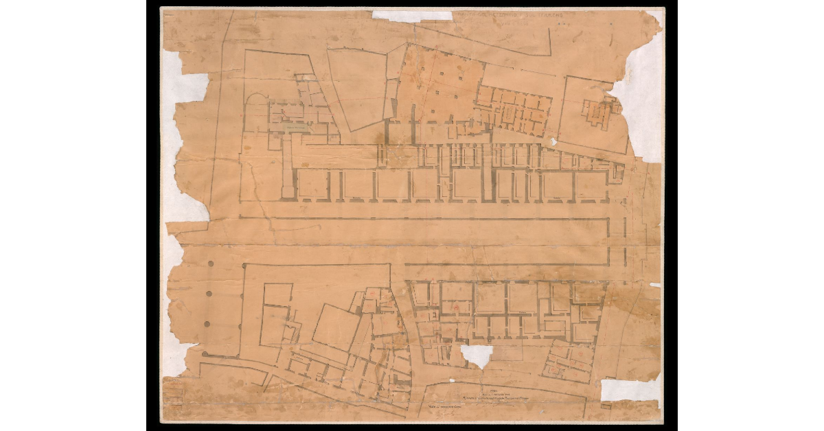 Fabbricato degli Uffizi. Pianta del Mezzanino Primo sul Terreno