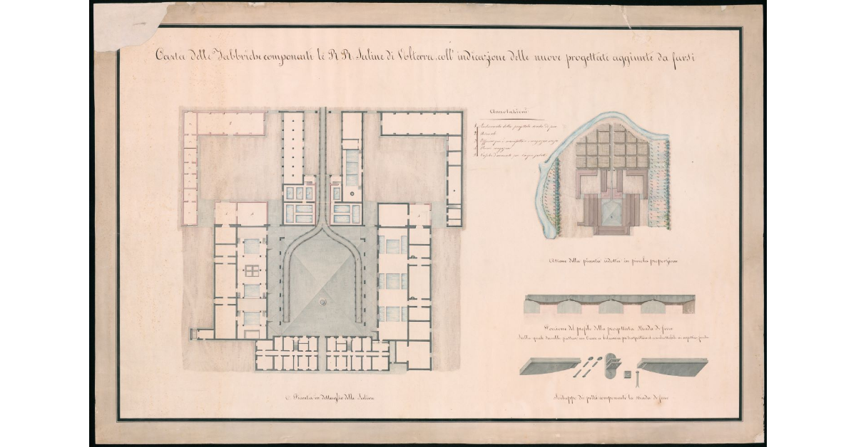 Carta delle fabbriche componenti le RR.Saline di Volterra coll'indicazione delle nuove progettate aggiunte da farsi