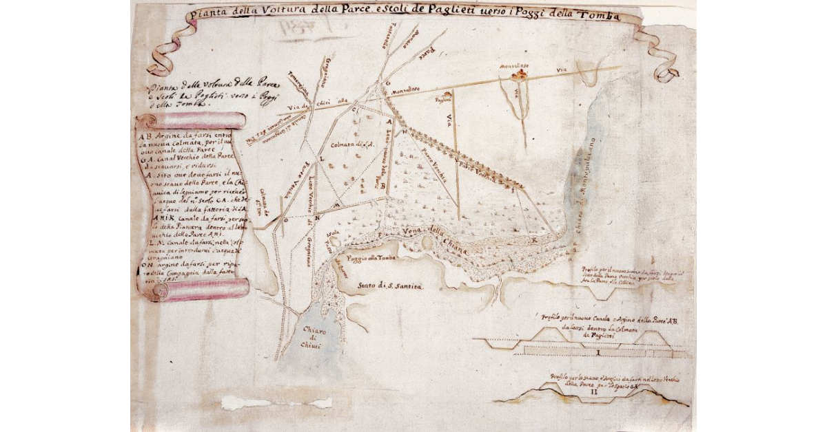 Pianta della Voltura della Parce e scoli de’ Paglieti versi i Poggi della Tomba