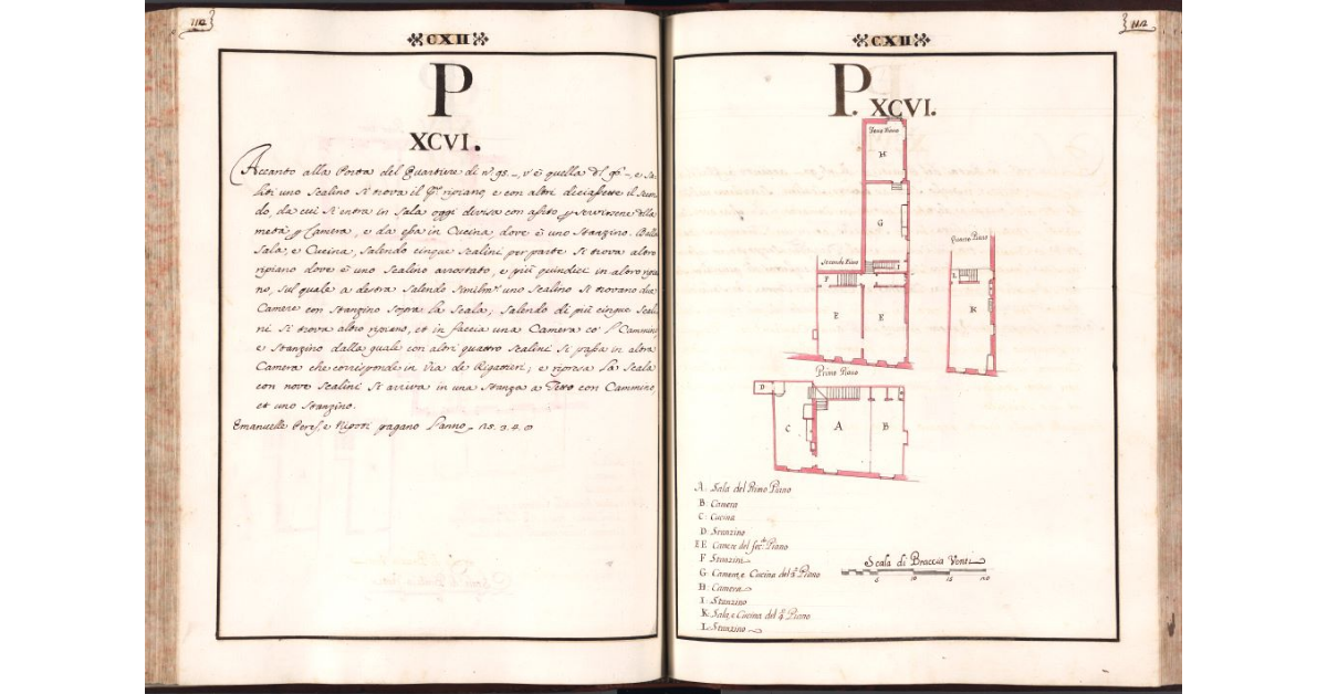 [Pianta del quartiere n. 96 del Ghetto di Firenze]