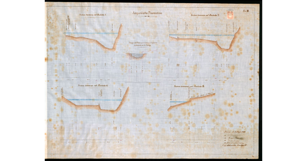 [Sezioni trasversali di un tratto del fiume Sieve]