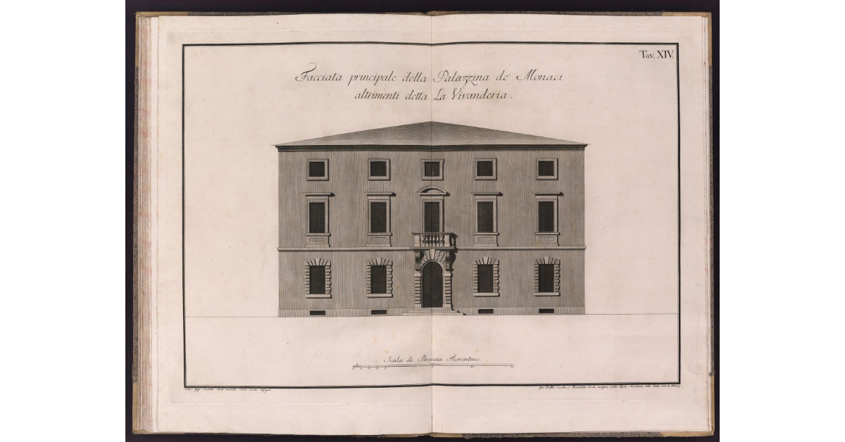 Facciata principale della Palazzina de' Monaci altrimenti detta la Vivanderia