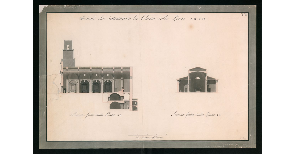 [Sezioni della chiesa collegiata di Pitigliano]