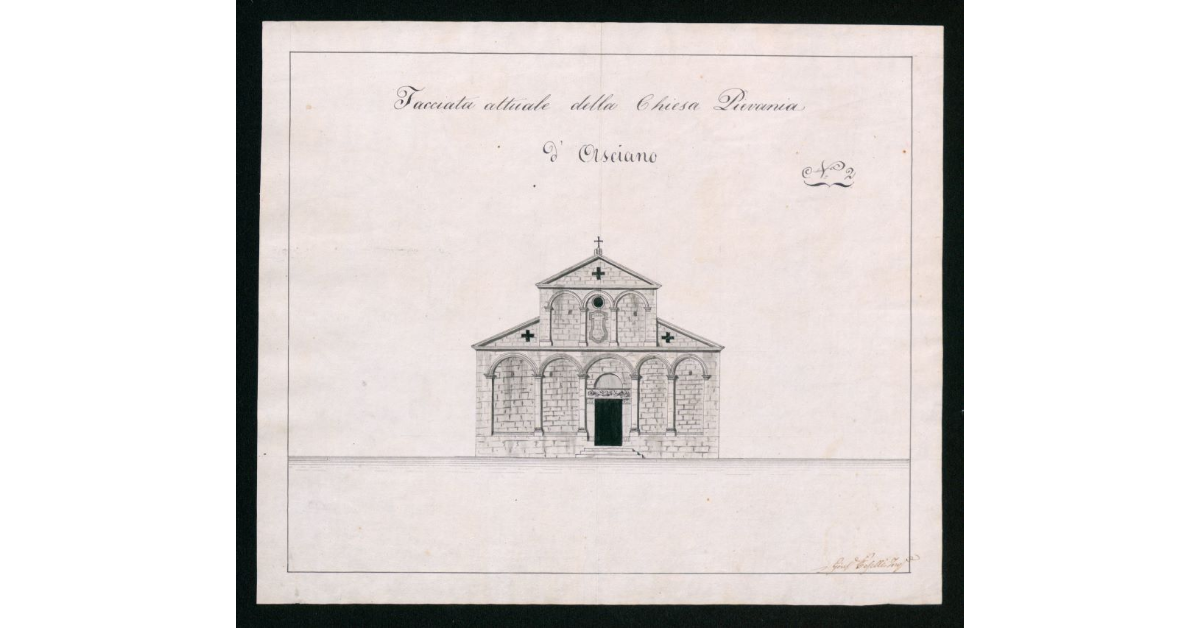 Facciata attuale della chiesa pievania di Asciano, n. 2