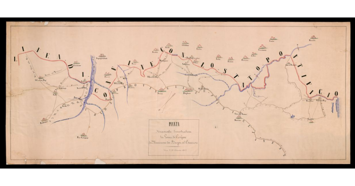 Pianta meramente dimostrativa la linea di confine da S.Casciano dei Bagni al Chiarone