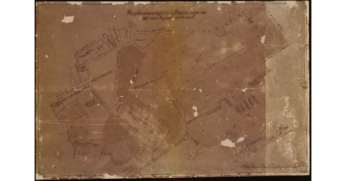 Pianta dimostrativa la piazza e orti dell'Illustrissima e Sacra Religione di Santo Stefano [a Pisa]