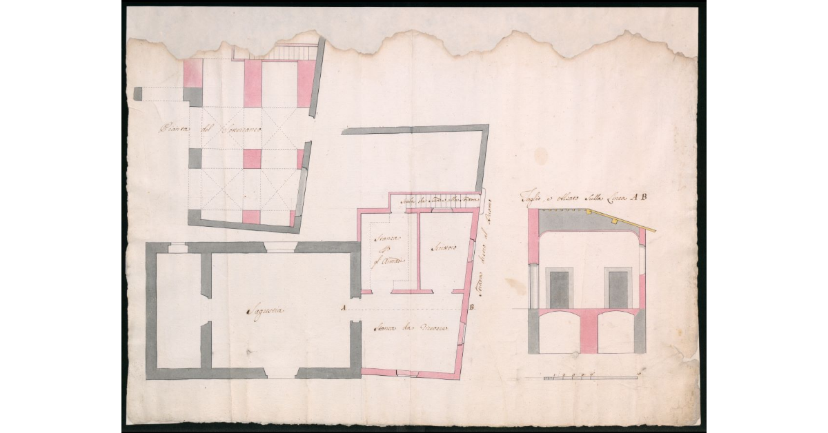 [Rilievi planimetrici e taglio della sagrestia dei canonici del capitolo del Duomo di Prato]