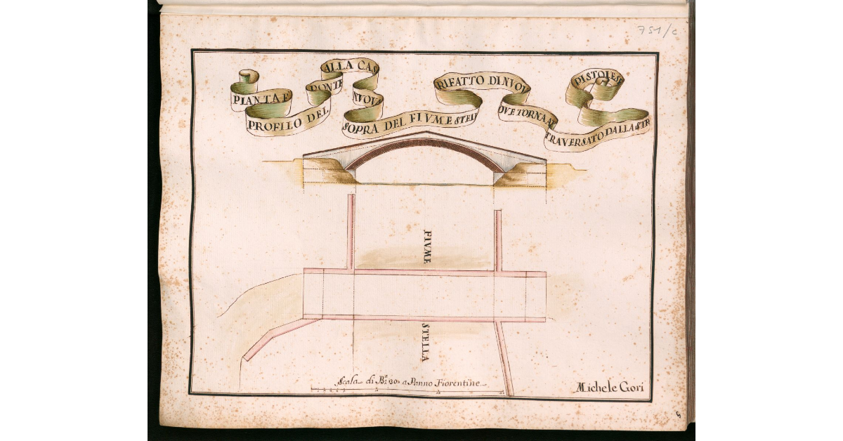 Pianta e profilo del ponte alla Casa Nuova sopra del fiume Stella rifatto di nuovo ove torna attraversato della strada pistoiese