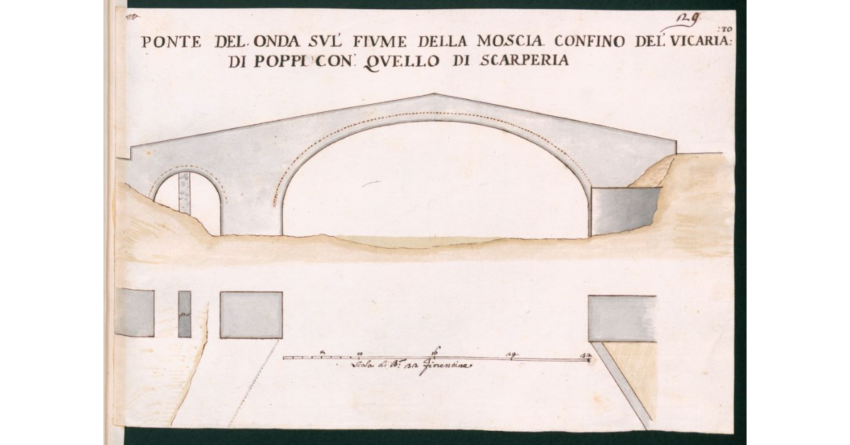 Pianta del Onda sul fiume della Moscia confino del vicariato di Poppi con quello di Scarperia