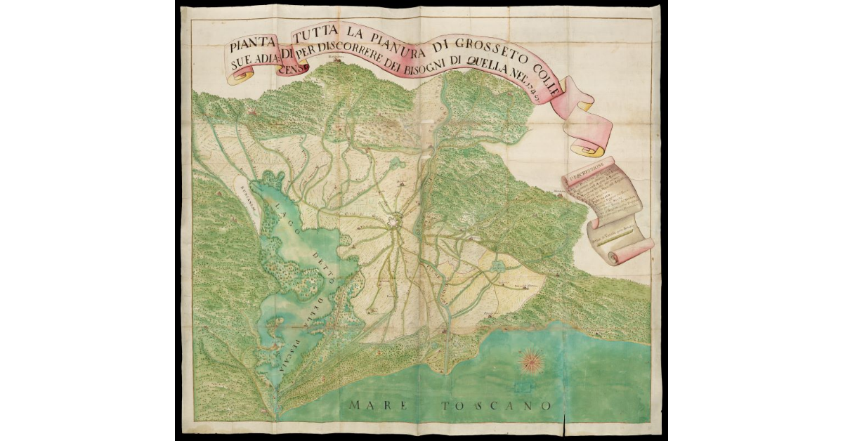 Pianta di tutta la pianura di Grosseto con le sue adiacense per discorrere dei bisogni di quella nel 1748