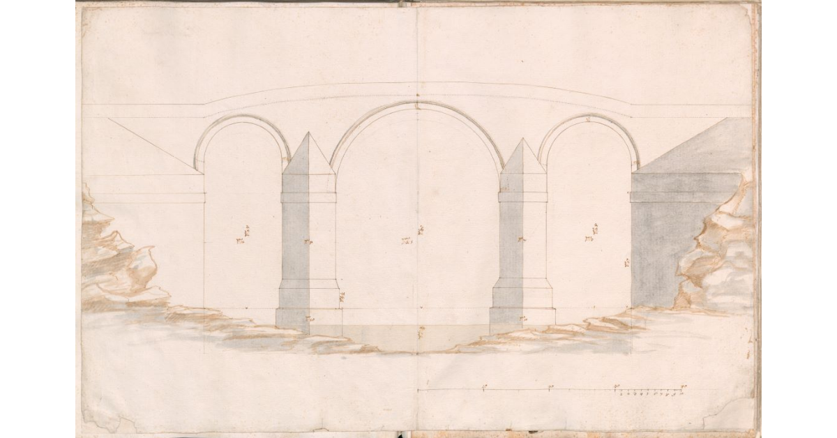 [Veduta del nuovo ponte a Romita progettato a tre archi]