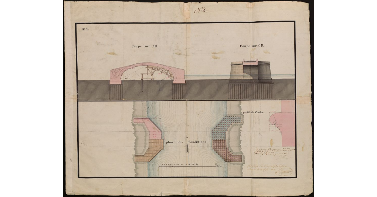 [Disegno del ponte progettato sull'Era a Pontedera]