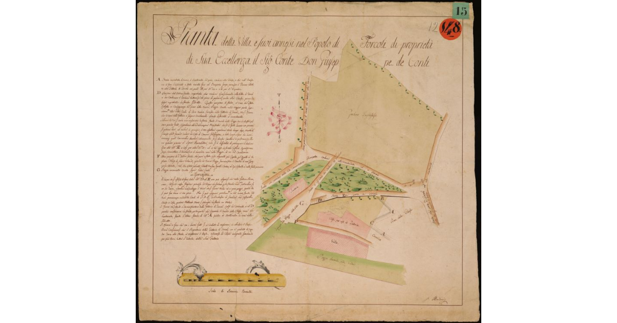 Pianta della Villa e i suoi annessi del popolo di Forcoli di proprietà di S. E. il sig. Conte don Giuseppe de' Conti