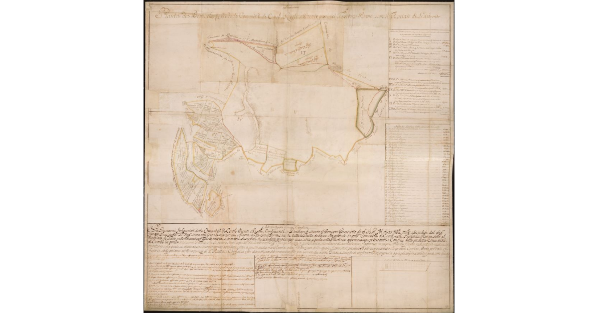 Pianta dei beni che possiede la comunità di Cevoli, Rigoli e Orceto, posti nel territorio Pisano sotto il vicariato di Lari