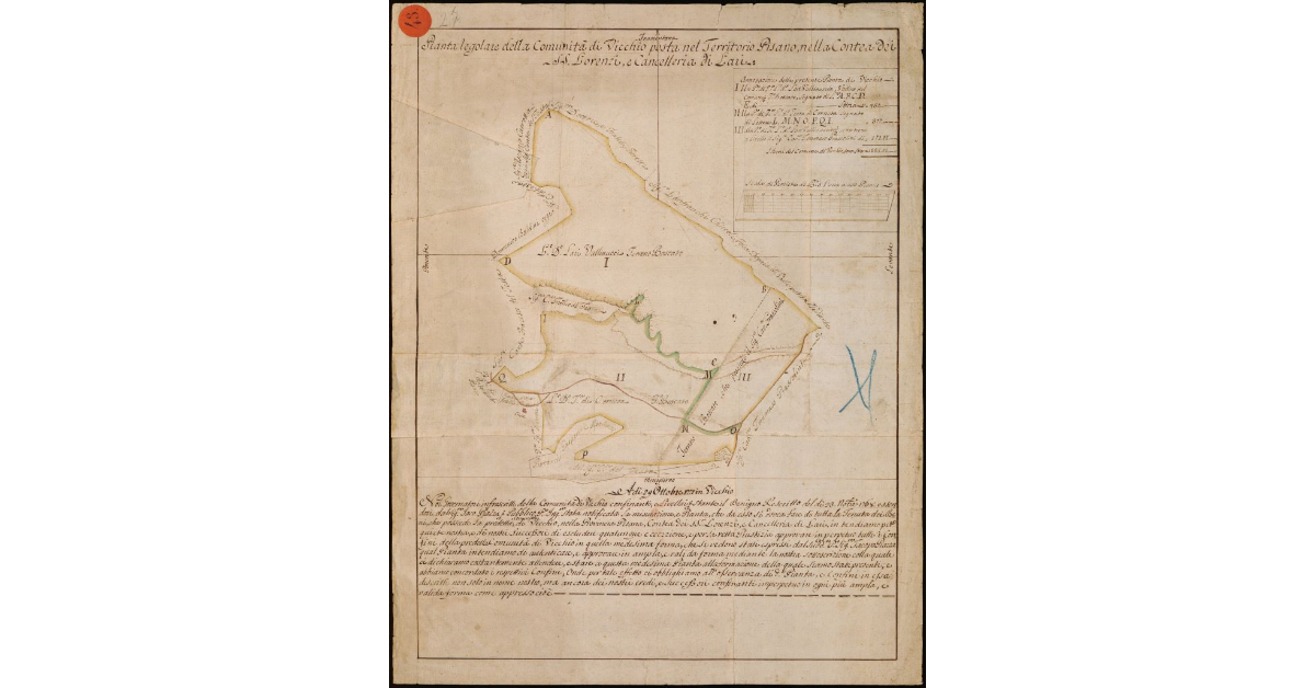 Pianta regolare della comunità di Vicchio posta nel territorio pisano della contea dei sigg. Lorenzi e cancelleria di Lari
