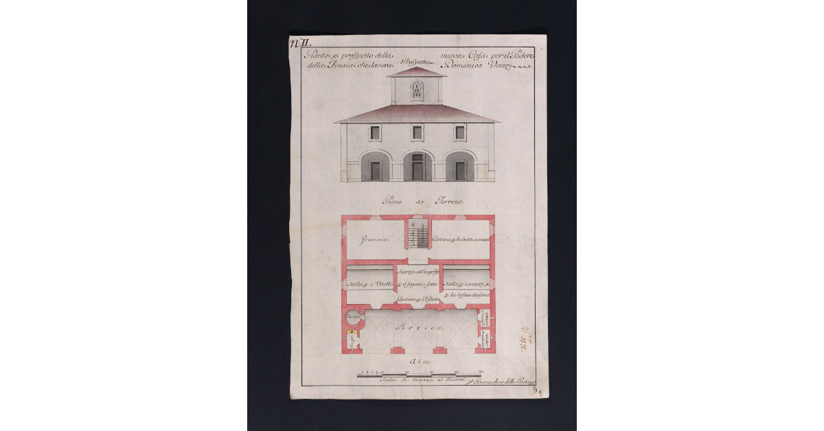 Pianta, e prospetto della nuova Casa per il Podere della Tinaia che lavora Domenico Vanzi