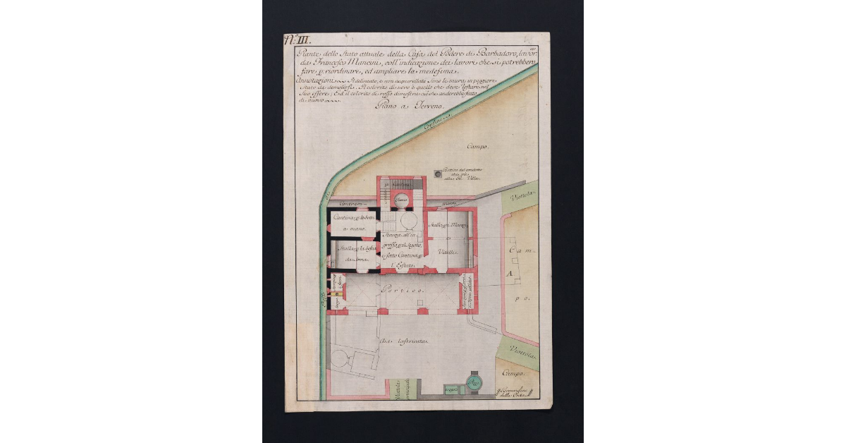 Piante dello stato attuale della Casa del Podere di Barbadoro, lavorato da Francesco Mancini, coll'indicazione dei lavori che si potrebbero fare per riordinare, ed ampliare la medesima