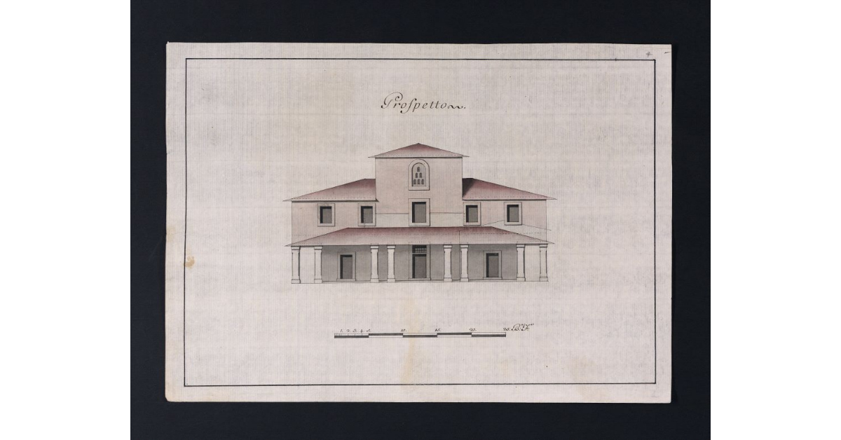 Prospetto della Casa del Podere della Luna, lavorato da Antonio Rapi]