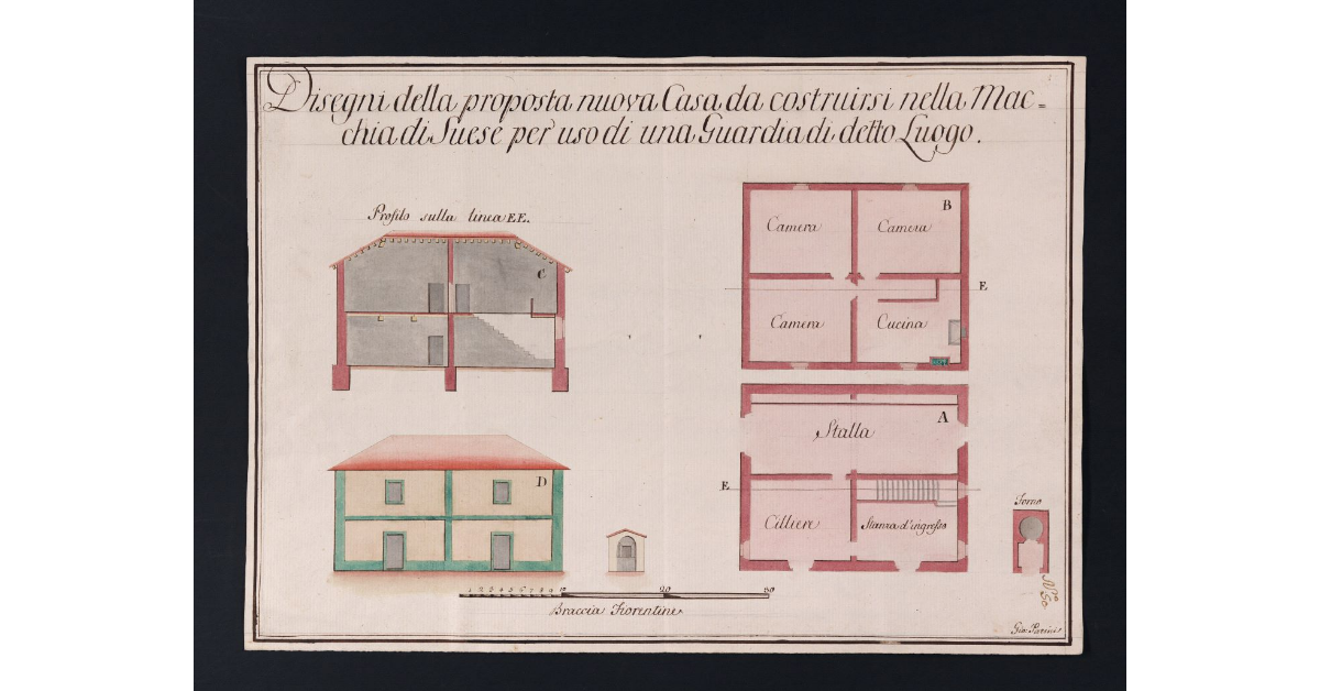 Disegni della proposta nuova Casa da costruirsi nella Macchia di Suese per uso di una Guardia di detto Luogo