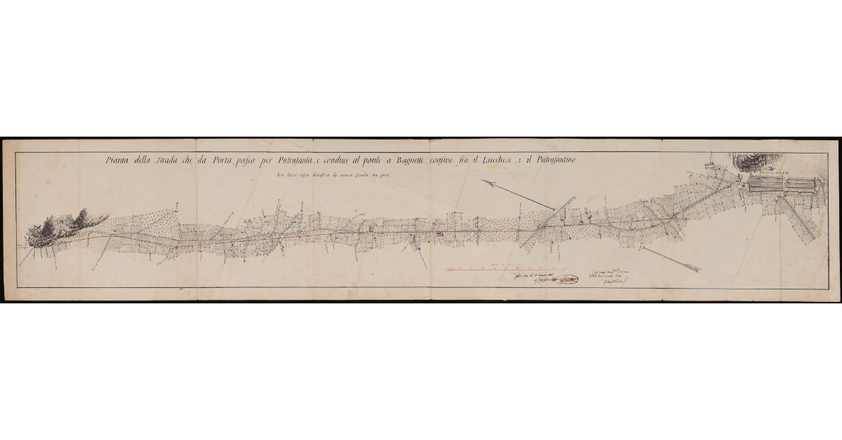Pianta della strada che da Porta passa per Pietrasanta e conduce al ponte a Bagnetti, confine fra il Lucchese e il Pietrasantino