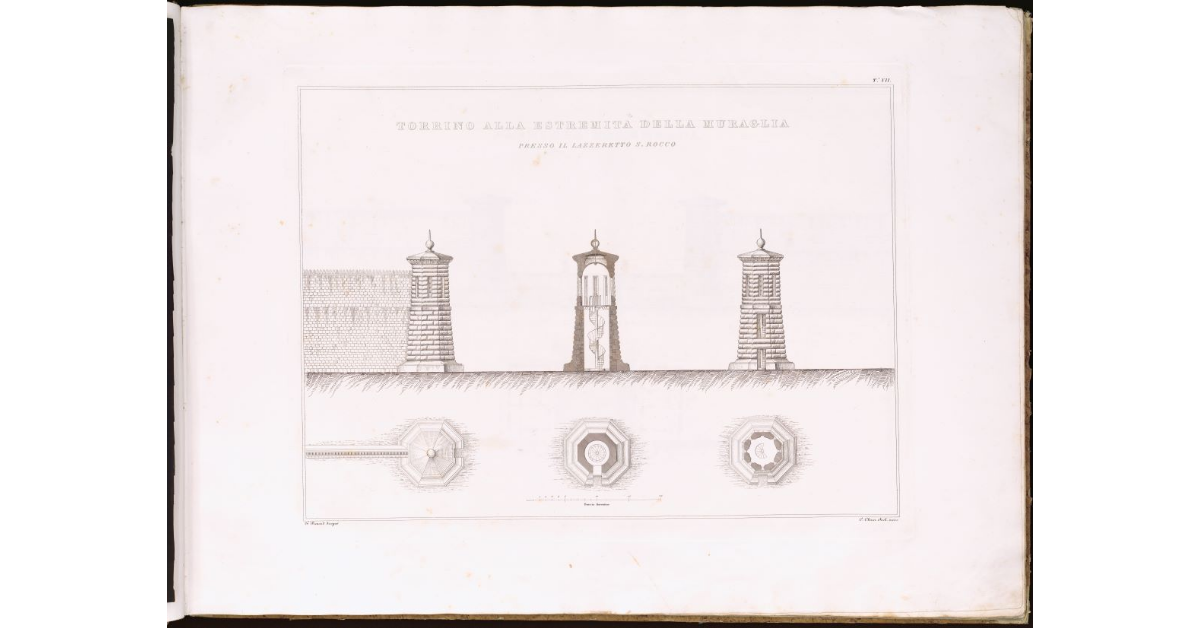 Torrino alla estremità della muraglia presso il Lazzaretto San Rocco [a Livorno]