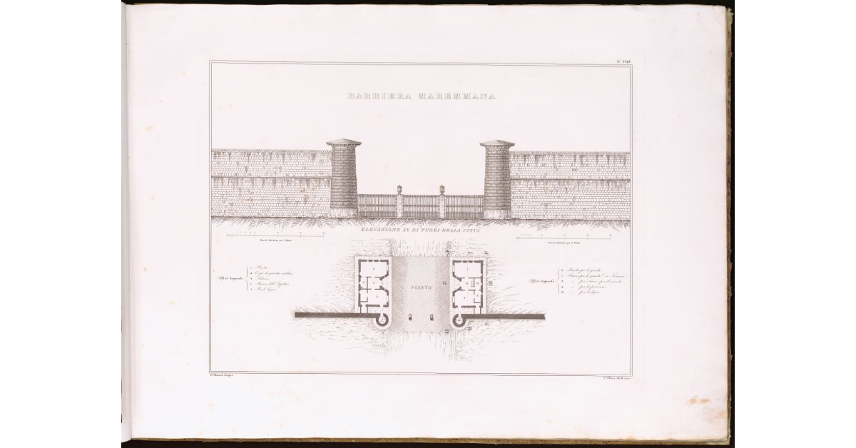 Barriera Maremmana [a Livorno]. Elevazione al di fuori della città