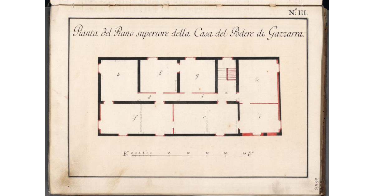 Pianta del Piano superiore della Casa del Podere di Gazzarra