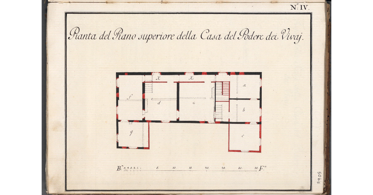 Pianta del Piano superiore della Casa del Podere dei Vivaj