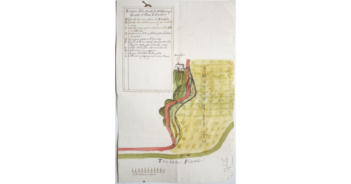 Disegno della Strada di Monte Albuccio posta sotto al Podere di Mescolino